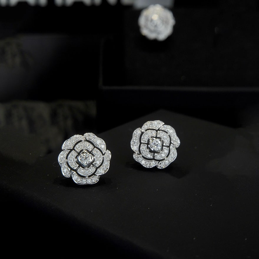 14k Gold 0.3 Ct Natural H Diamond & Flowers Earrings - 6