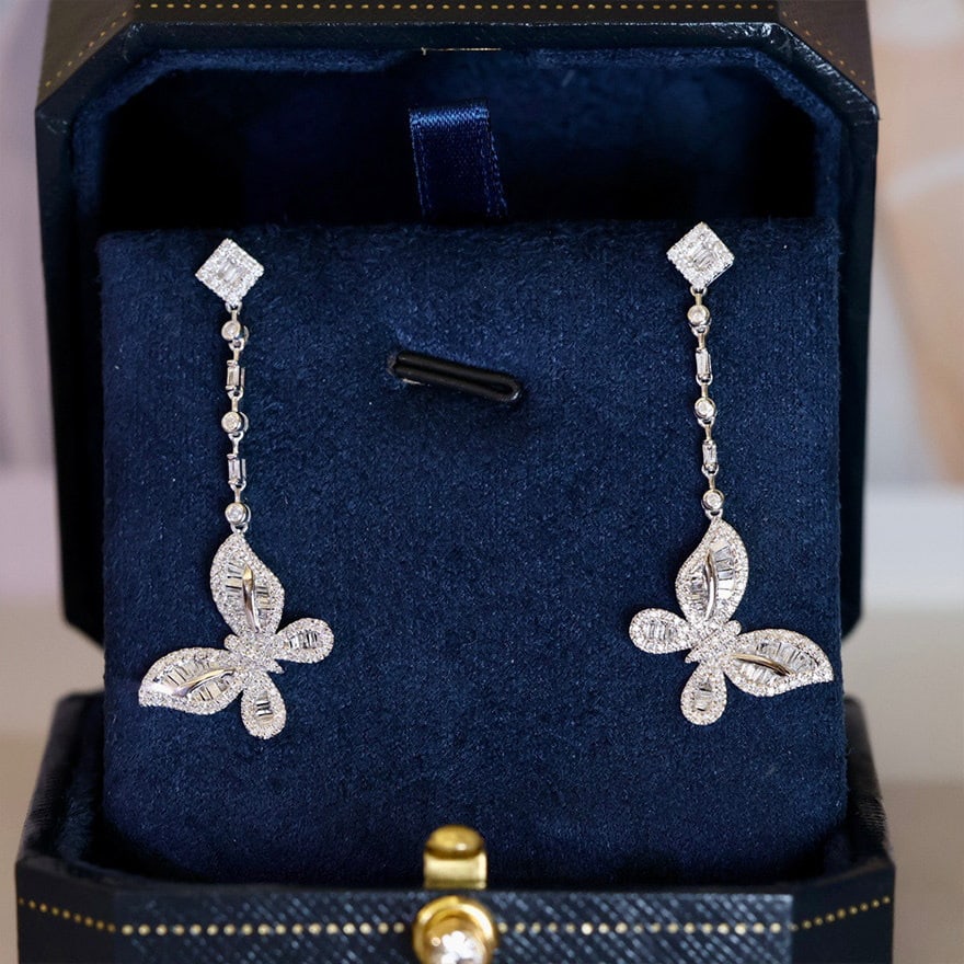 14k Gold 1 Ct Natural H Diamond Earrings - 3