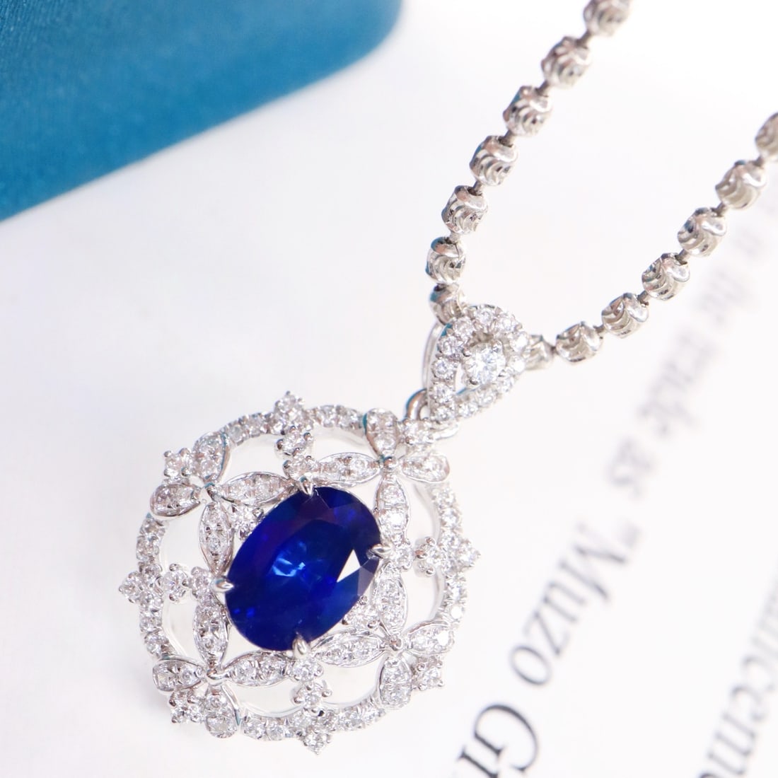 14k Gold 1.29 Ctw Natural Sapphire & Diamond Pendant( Without Chain ) - 4
