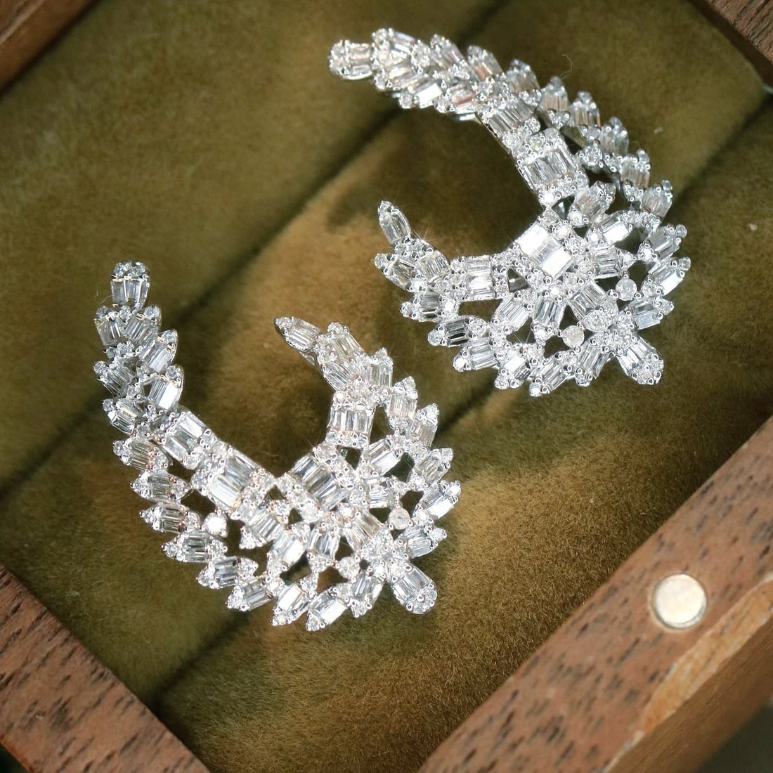 14k Gold 1.06 Ct Natural H Diamond Earrings - 4
