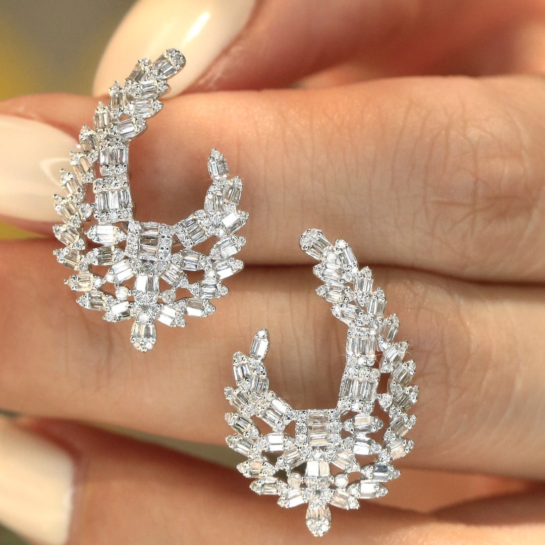 14k Gold 1.06 Ct Natural H Diamond Earrings - 7