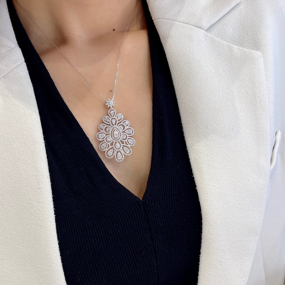 14k Gold 2.06 Ct Natural H Diamond Pendant( Without Chain ) - 6