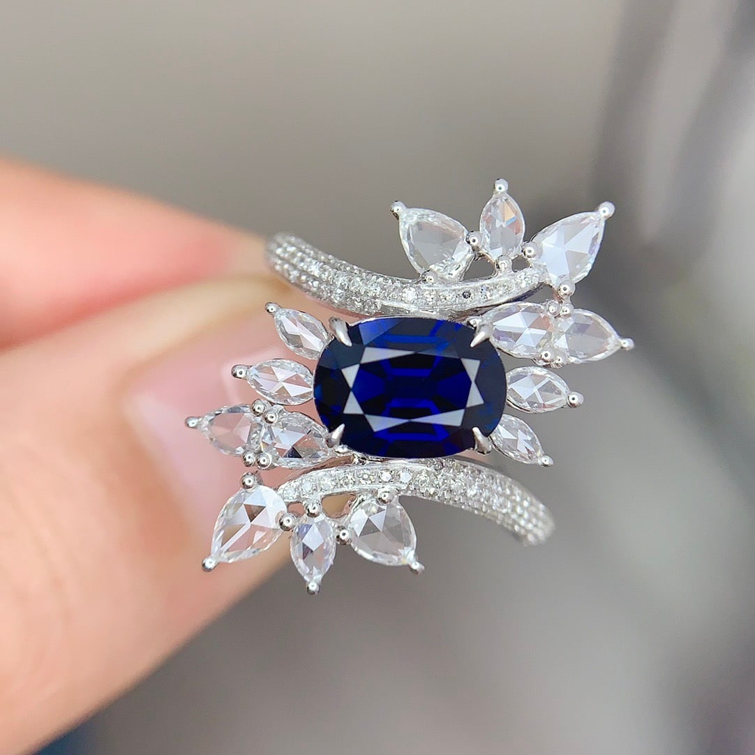 14k Gold 1.57 Ct Natural Sapphire & Diamond Ring - 3