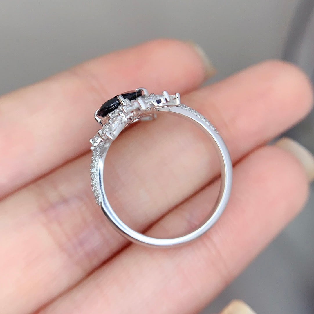 14k Gold 1.57 Ct Natural Sapphire & Diamond Ring - 6
