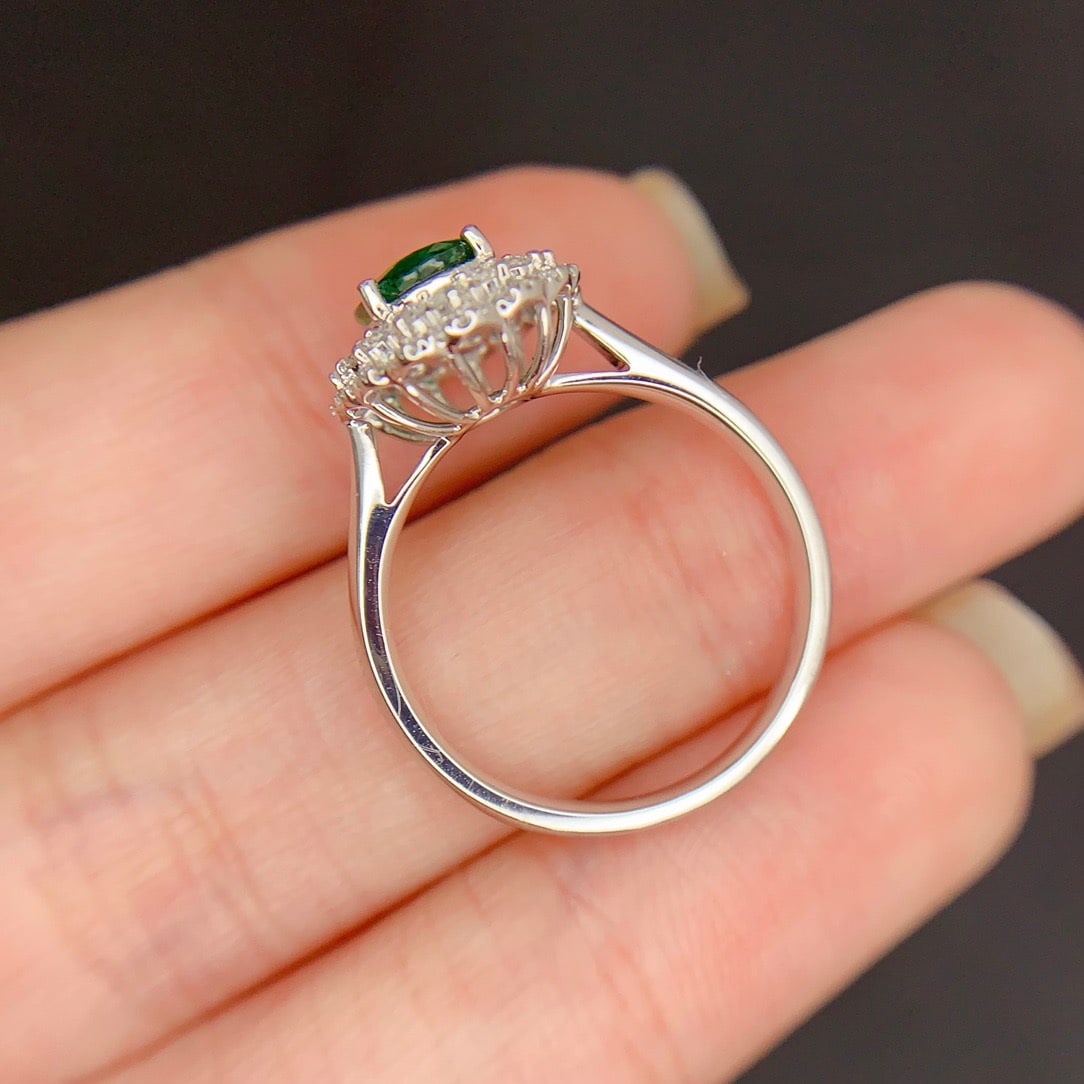 14k Gold 1.51 Ct Natural Tsavorite & Diamond Ring - 6