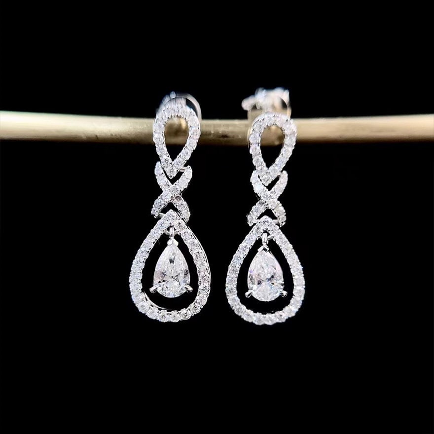 Gia Certified 14k Gold 0.82 Ctw Natural H Si1 Pear Diamond Earrings - 5