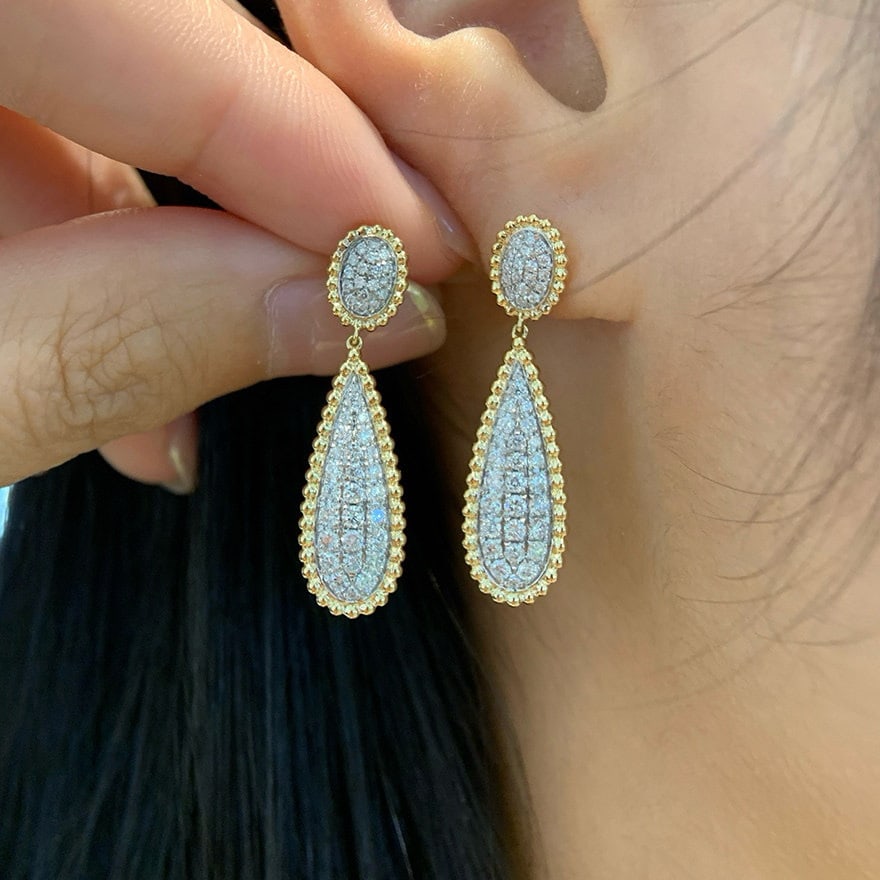 14k Gold 0.8 Ct Natural H Diamond Earrings - 2