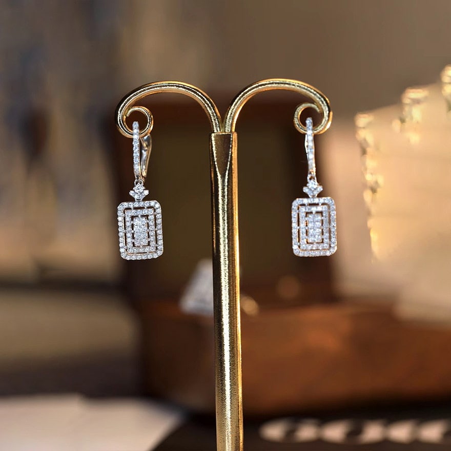 14k Gold 0.8 Ct Natural H Diamond Earrings - 2