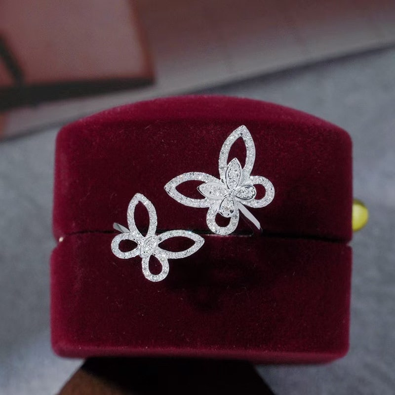 14k Gold 0.37 Ct Natural H Diamond & Butterfly Ring: Ref:231152196 // gold content:14k gold // ring size:7. 25us // // main gemstone:diamond // shape:round // carat weight:0. 37ct // clarity grade:vs-si // color:h // treatment:natural // cut grade:g //