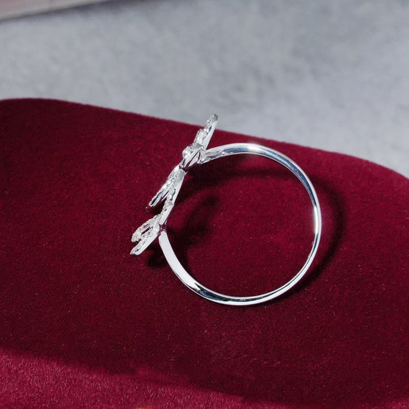 14k Gold 0.37 Ct Natural H Diamond & Butterfly Ring - 2