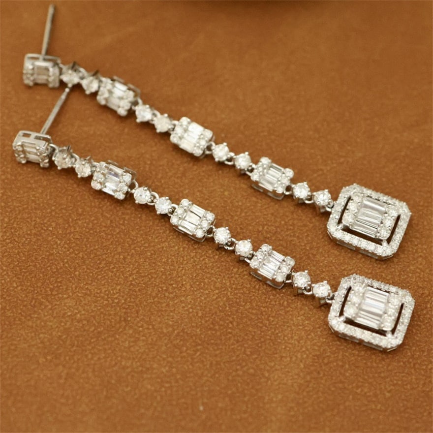 14k Gold 2 Ct Natural H Diamond Earrings - 2