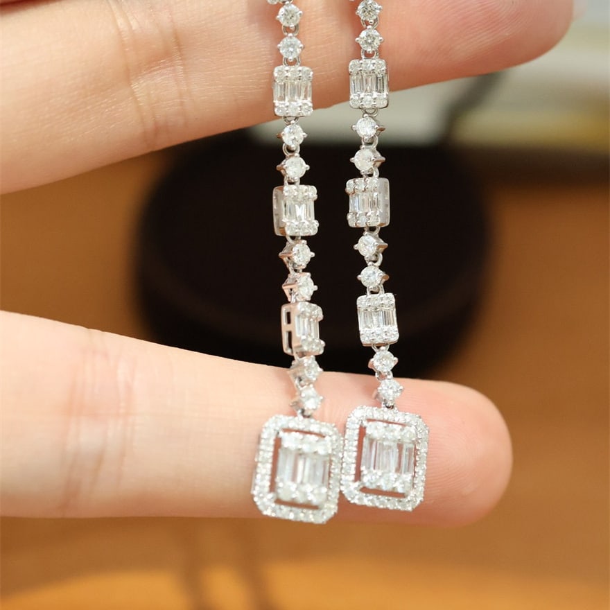 14k Gold 2 Ct Natural H Diamond Earrings - 3