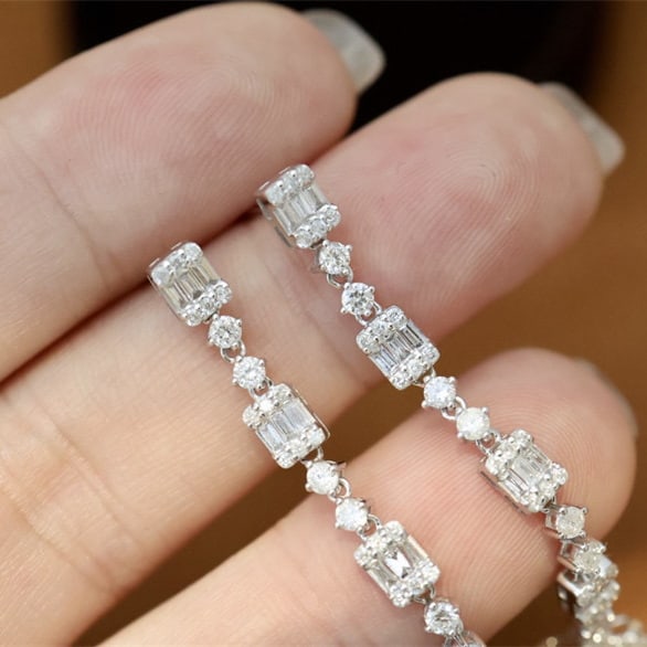 14k Gold 2 Ct Natural H Diamond Earrings - 4