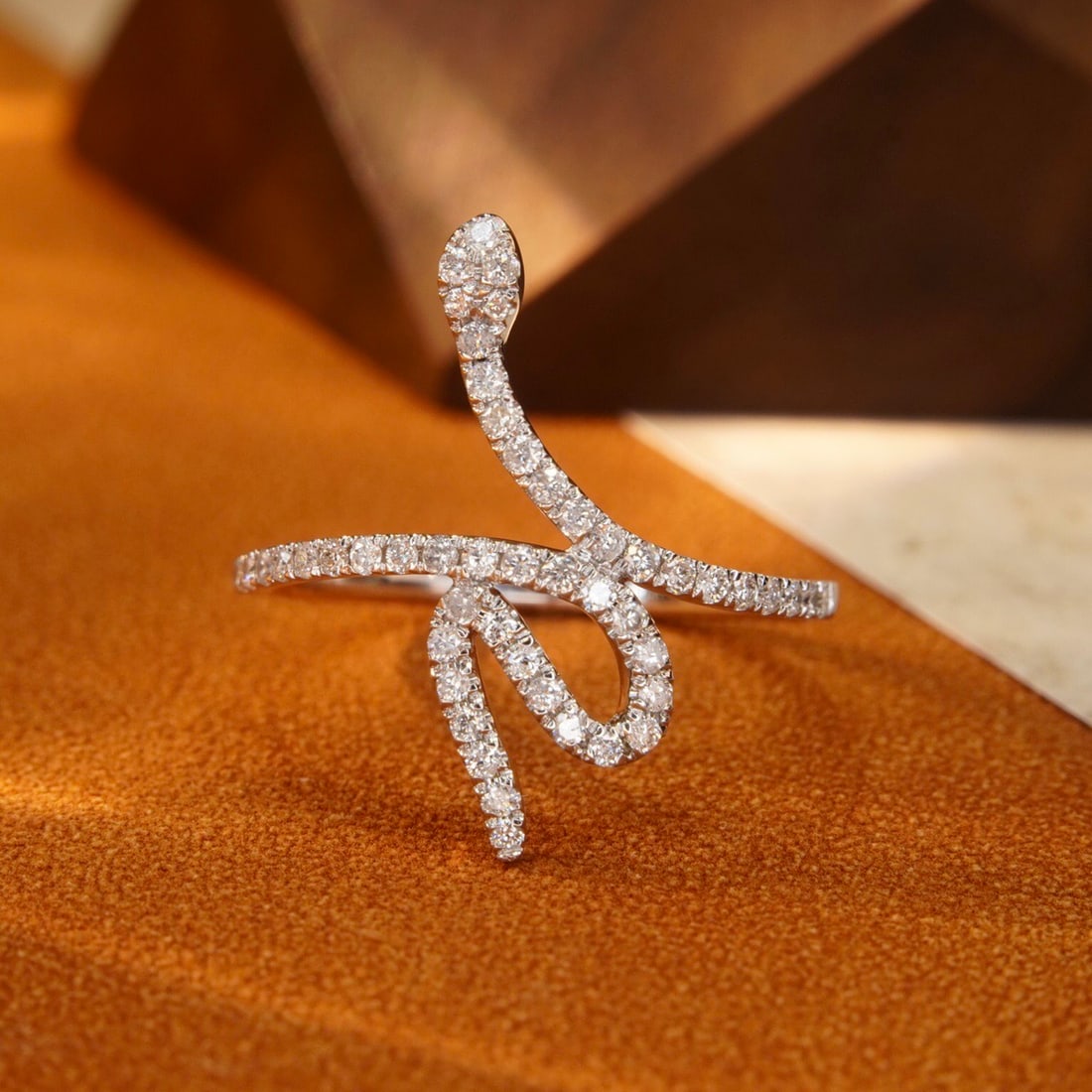 14k Gold 0.33 Ct Natural H Diamond & Snake Ring - 2