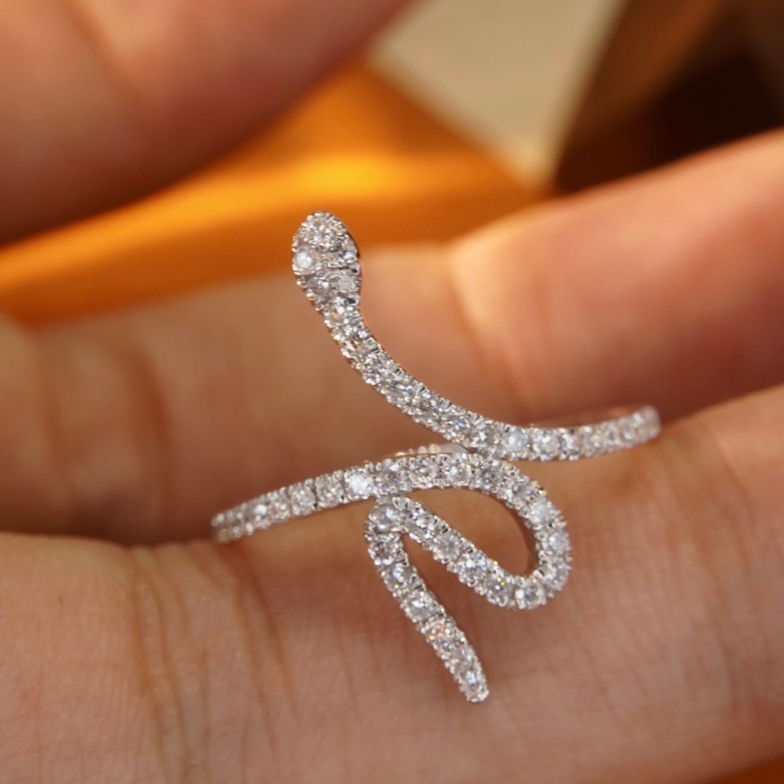 14k Gold 0.33 Ct Natural H Diamond & Snake Ring - 3