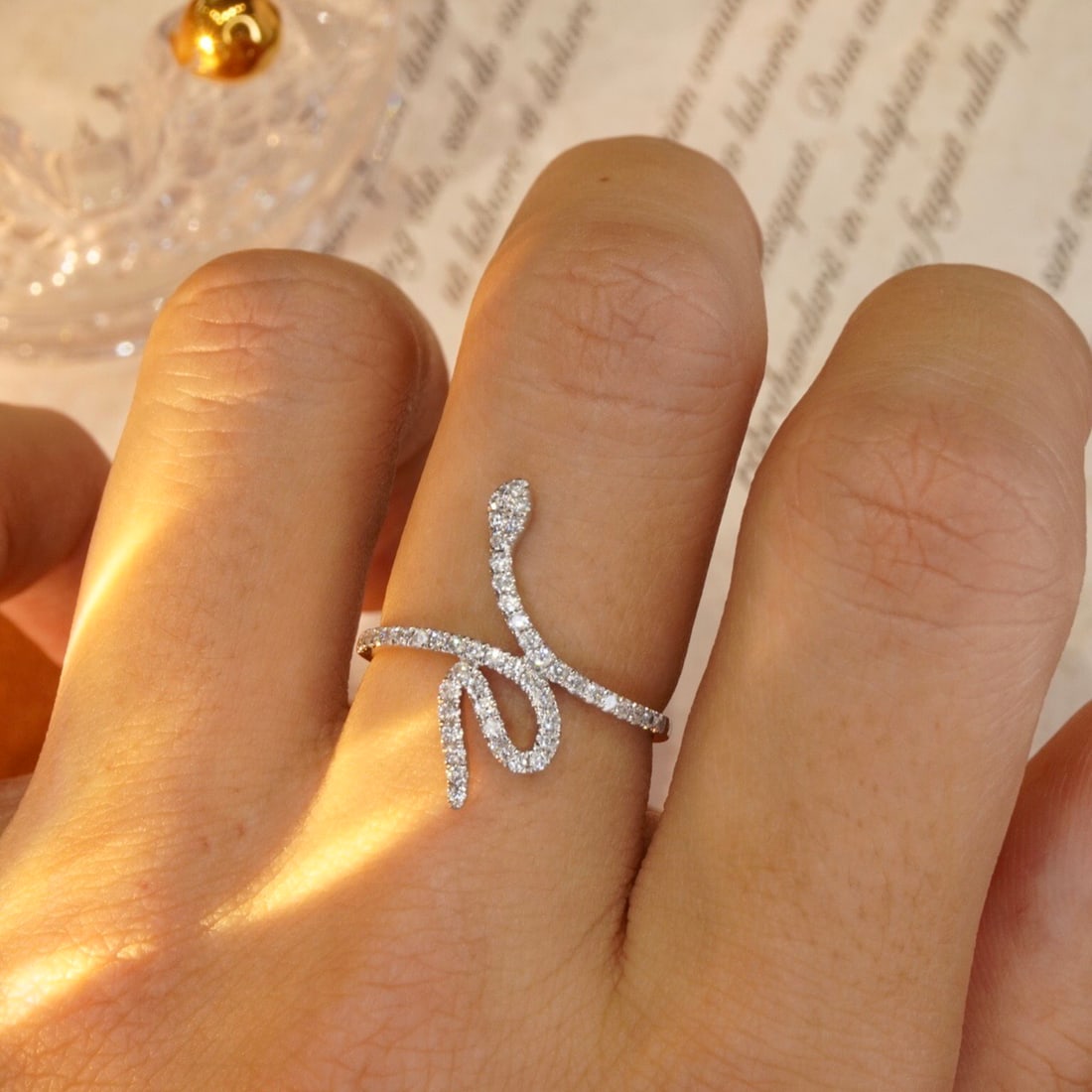 14k Gold 0.33 Ct Natural H Diamond & Snake Ring - 5