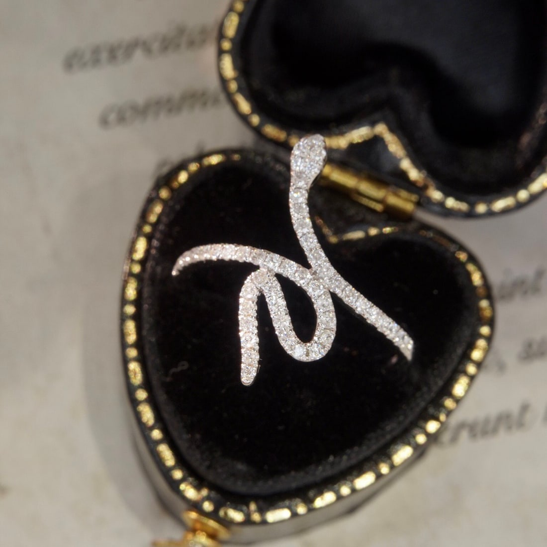 14k Gold 0.33 Ct Natural H Diamond & Snake Ring - 7