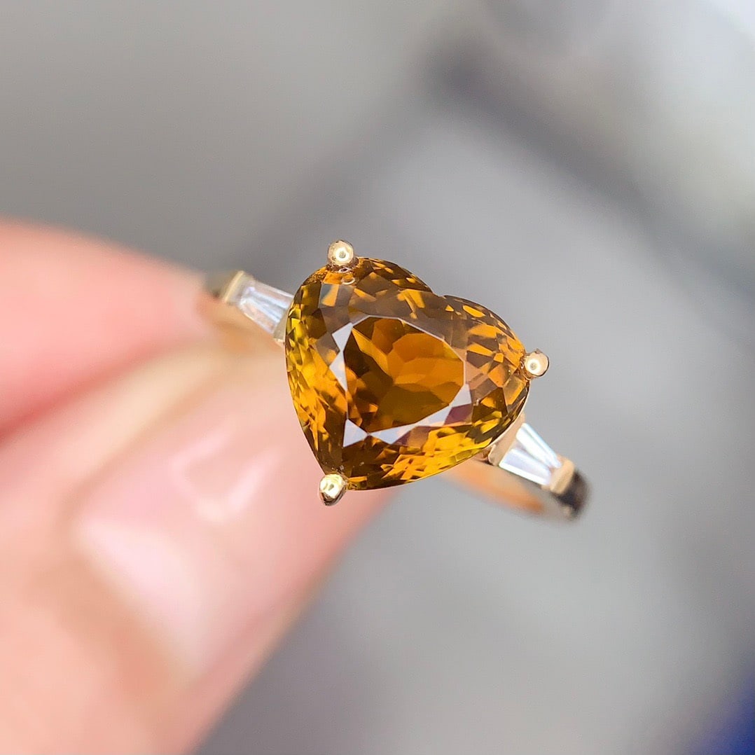 14k Gold 3.5 Ct Natural Tourmaline & Diamond Ring - 3