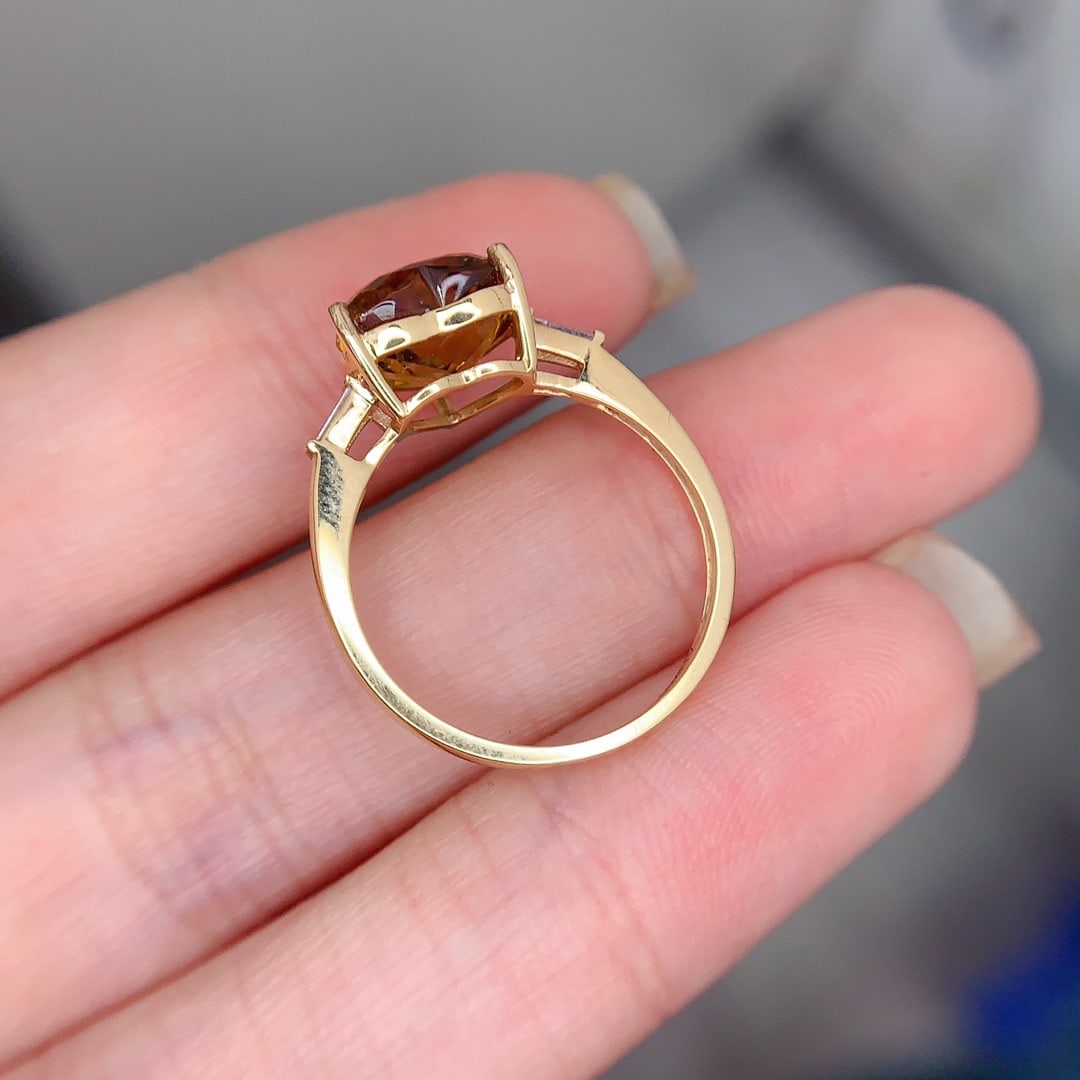14k Gold 3.5 Ct Natural Tourmaline & Diamond Ring - 6