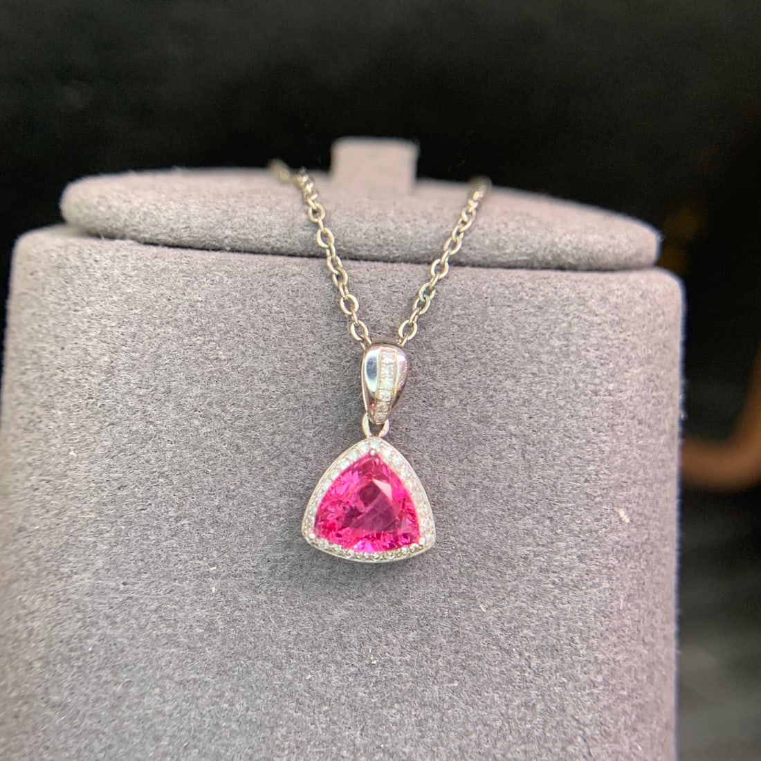 14k Gold 0.95 Ct Natural Spinel & Diamond Pendant( Without Chain ) - 3