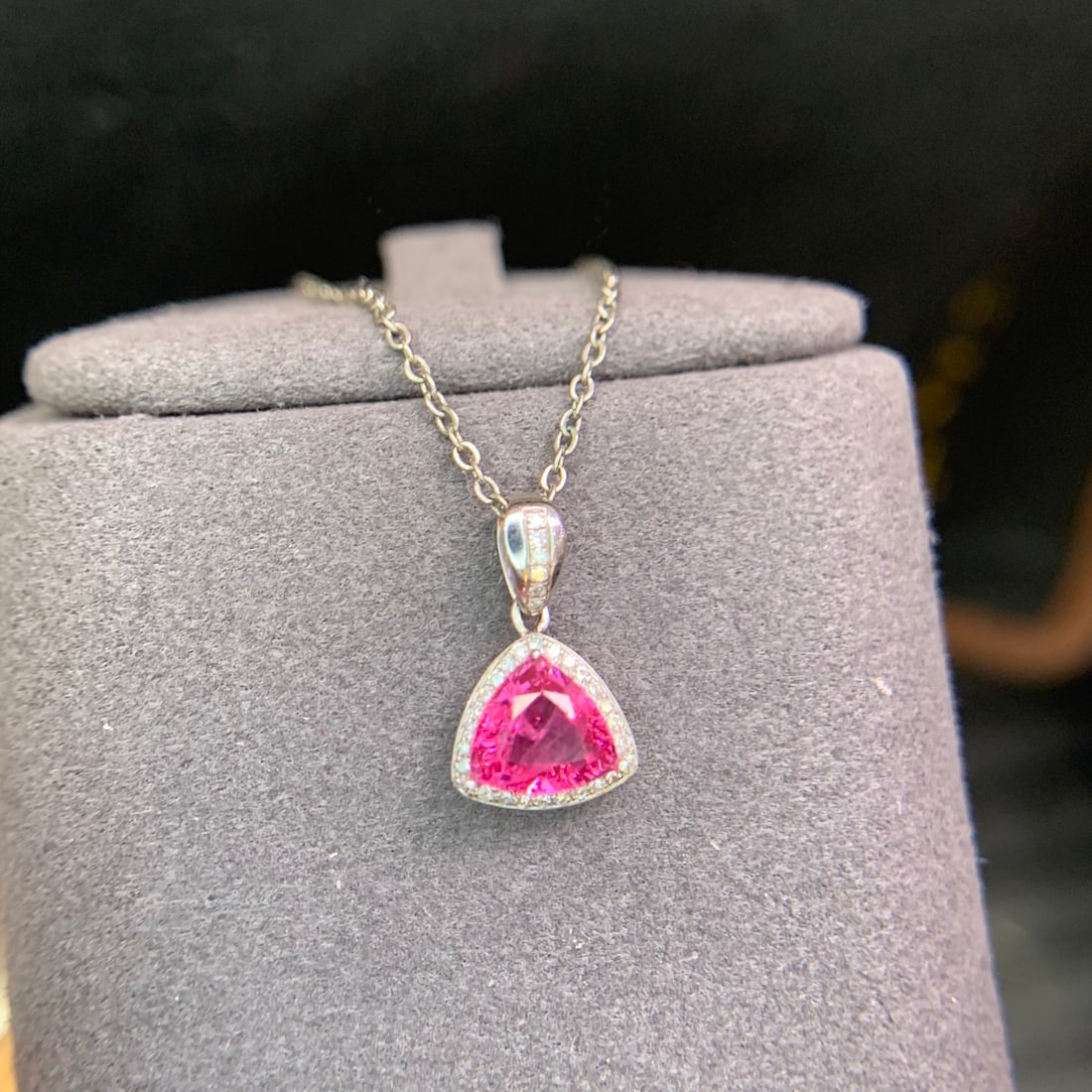 14k Gold 0.95 Ct Natural Spinel & Diamond Pendant( Without Chain ) - 5
