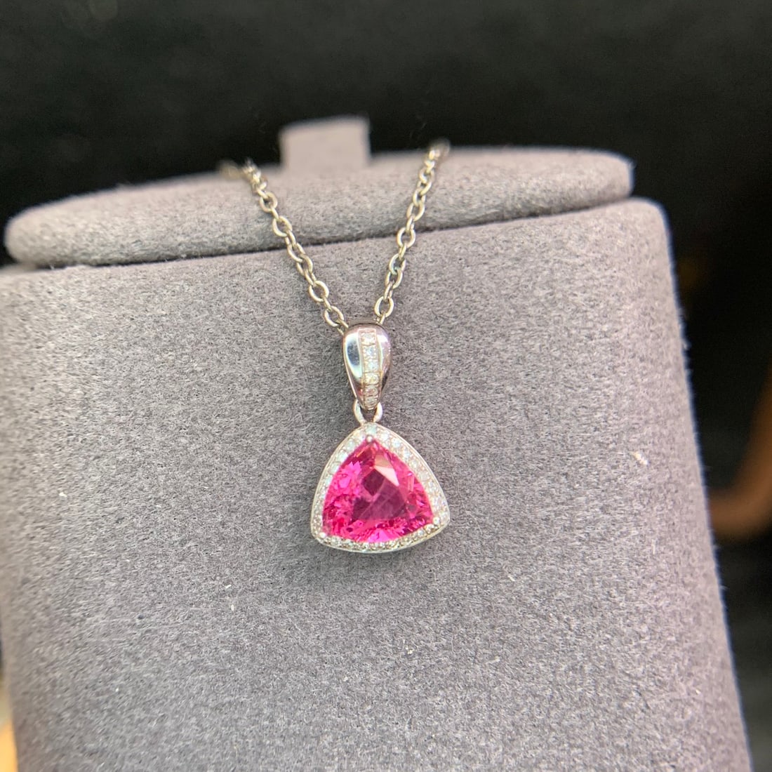14k Gold 0.95 Ct Natural Spinel & Diamond Pendant( Without Chain ) - 7