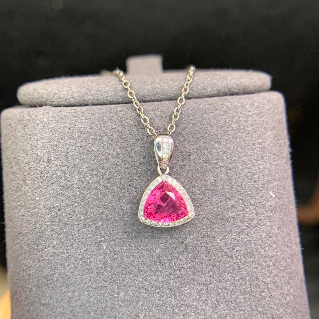 14k Gold 0.95 Ct Natural Spinel & Diamond Pendant( Without Chain ) - 8