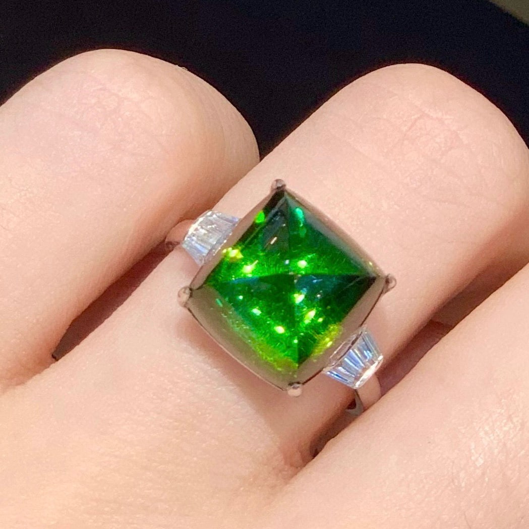14k Gold 9 Ct Natural Tourmaline & Diamond Ring - 3