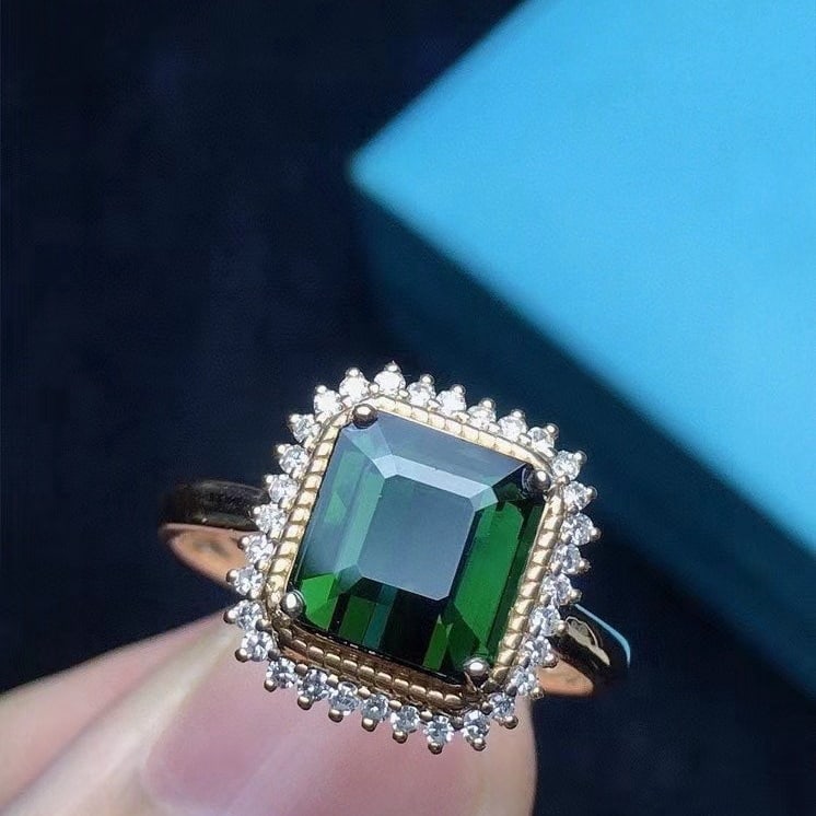 14k Gold 2.45 Ct Natural Tourmaline & Diamond Ring - 4