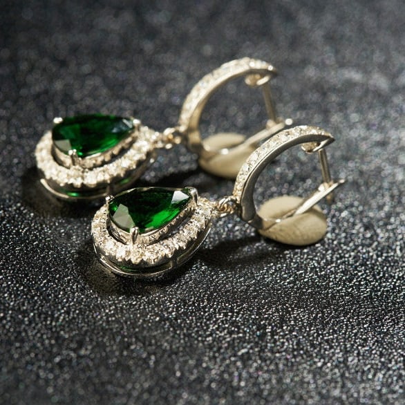 14k Gold 1.68 Ct Natural Tourmaline & Diamond Earrings - 4