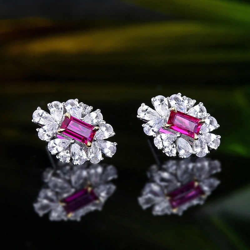14k Gold 0.65 Ct Natural Ruby & Sapphire Earrings - 3