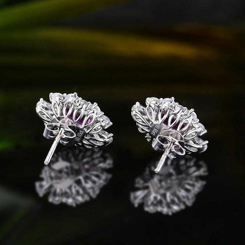14k Gold 0.65 Ct Natural Ruby & Sapphire Earrings - 4