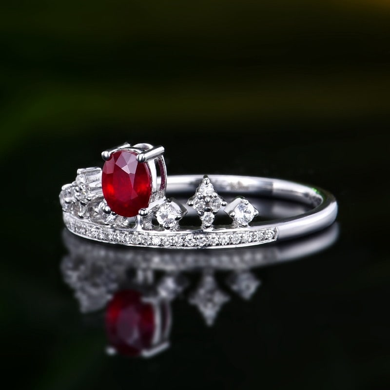 14k Gold 0.54 Ctw Natural Ruby & Diamond Ring - 2