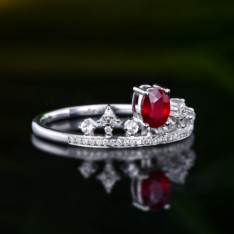 14k Gold 0.54 Ctw Natural Ruby & Diamond Ring - 3
