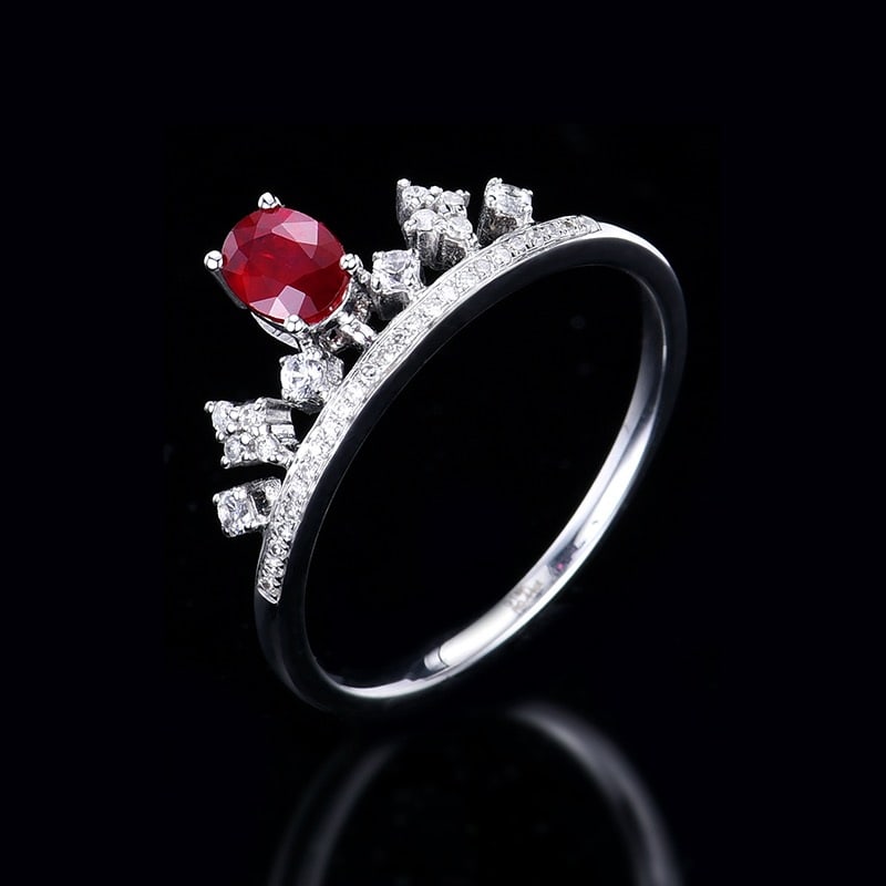 14k Gold 0.54 Ctw Natural Ruby & Diamond Ring - 4