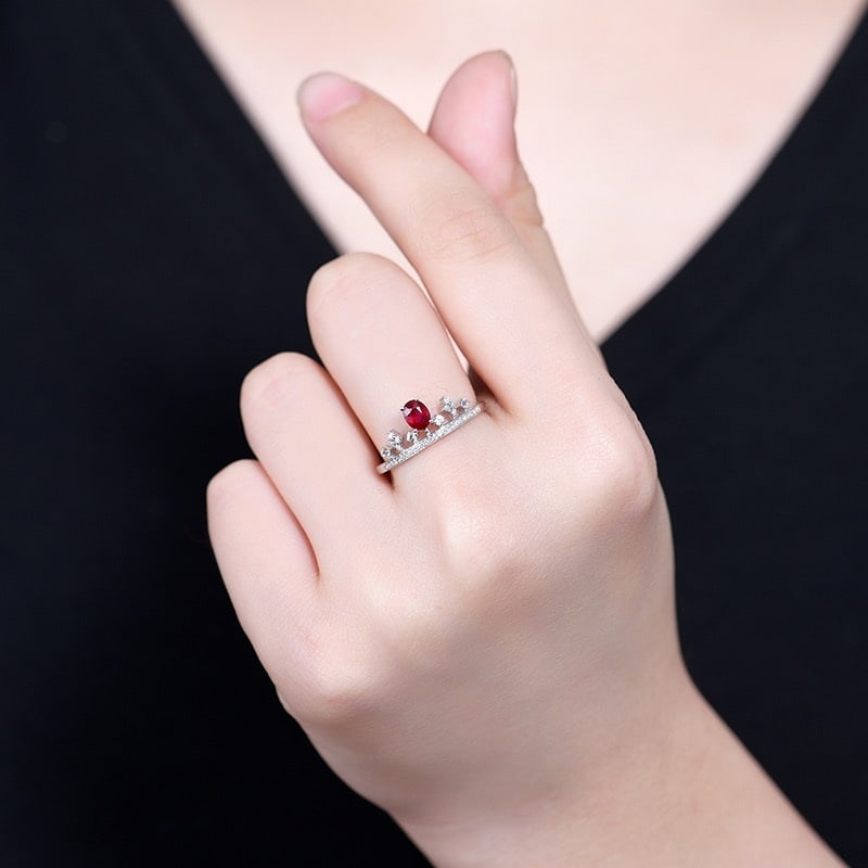 14k Gold 0.54 Ctw Natural Ruby & Diamond Ring - 6
