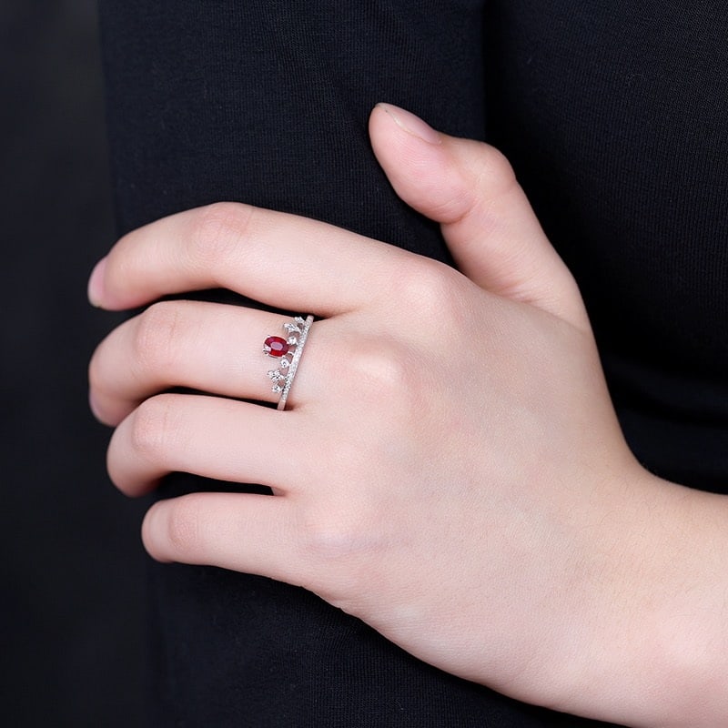 14k Gold 0.54 Ctw Natural Ruby & Diamond Ring - 7