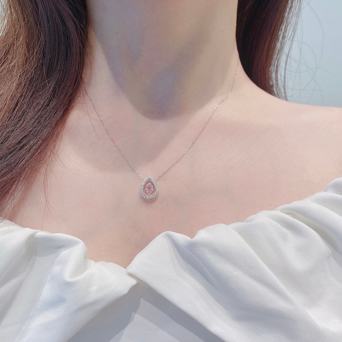 14k Gold 0.30 Ctw Natural Pink Diamond & Diamond Necklace - 2