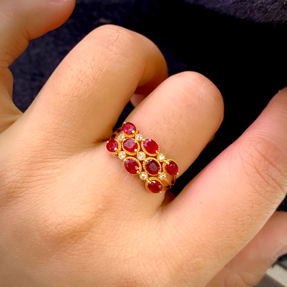 14k Gold 1.85 Ct Natural Ruby & Sapphire Ring - 5