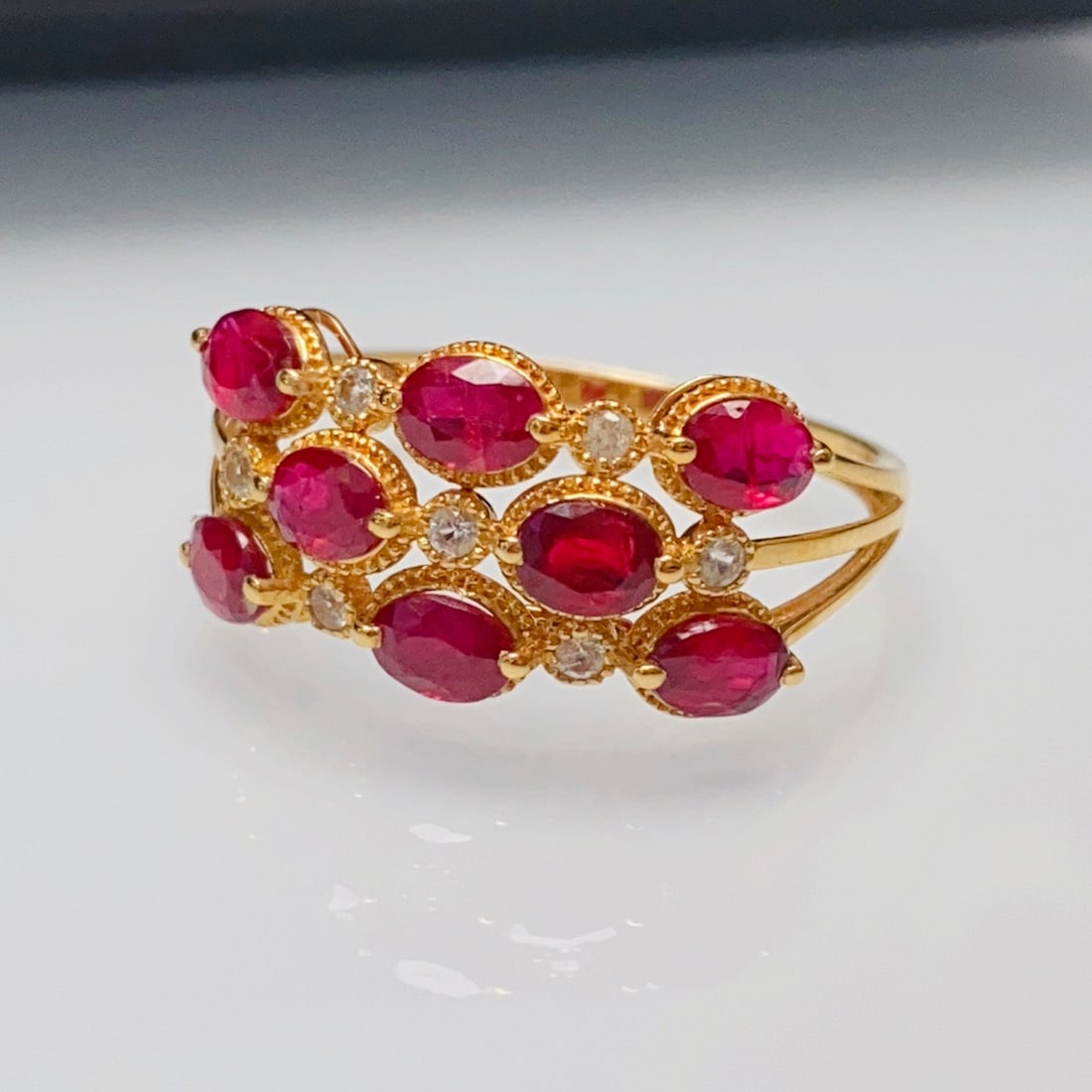14k Gold 1.85 Ct Natural Ruby & Sapphire Ring - 6