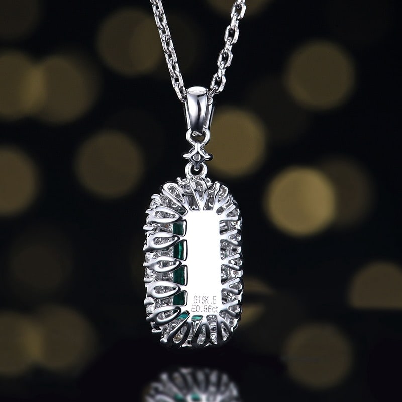 14k Gold 0.97 Ctw Natural Emerald & Diamond Pendant( Without Chain ) - 5