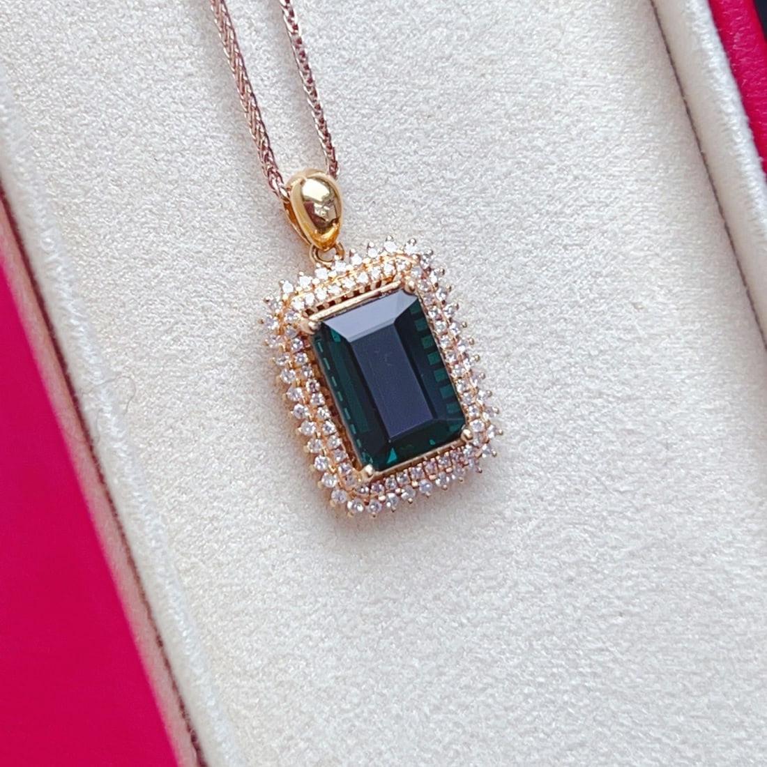 14k Gold 3.63 Ctw Natural Tourmaline & Diamond Pendant( Without Chain ) - 3