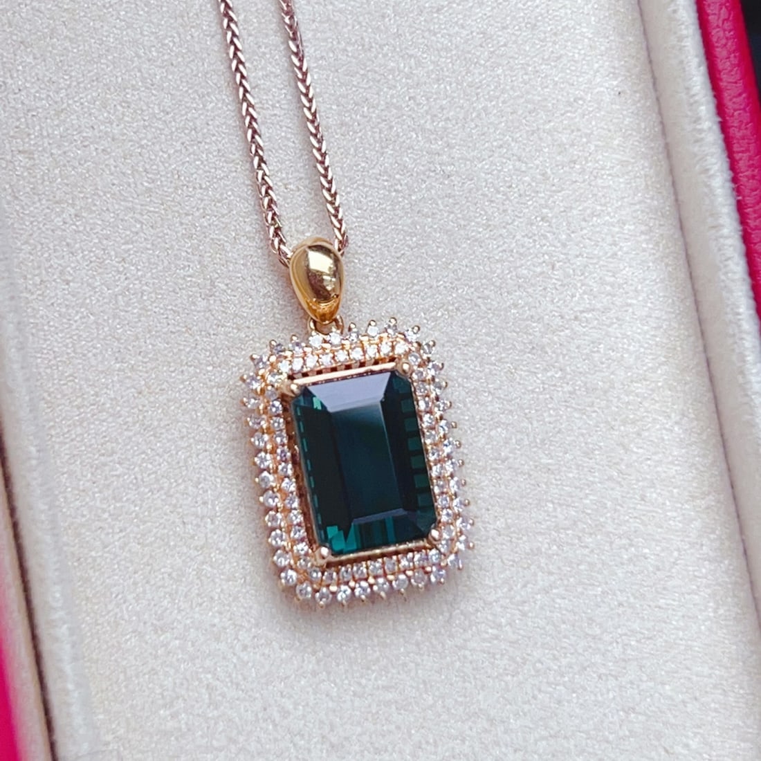 14k Gold 3.63 Ctw Natural Tourmaline & Diamond Pendant( Without Chain ) - 4