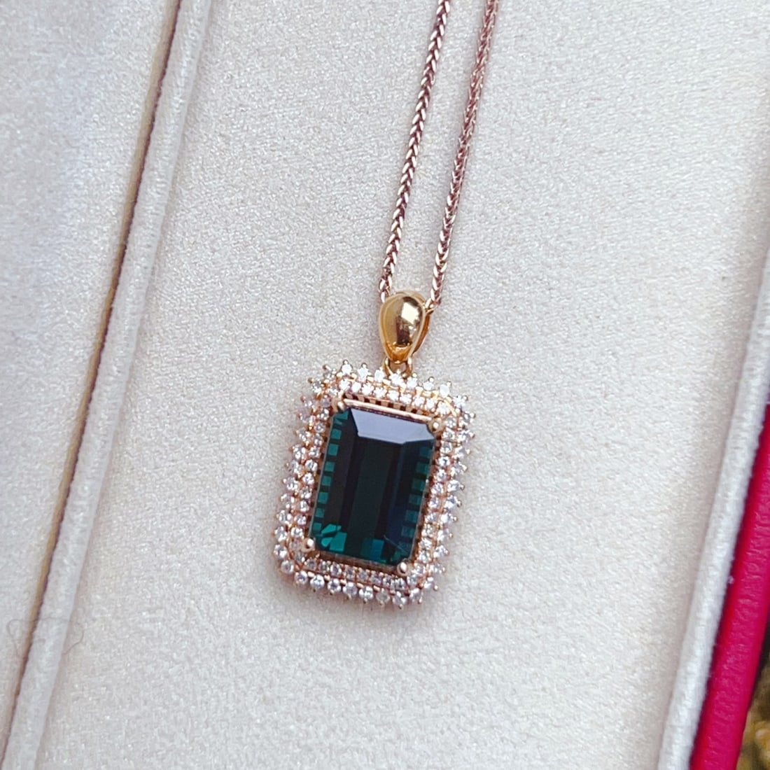 14k Gold 3.63 Ctw Natural Tourmaline & Diamond Pendant( Without Chain ) - 5