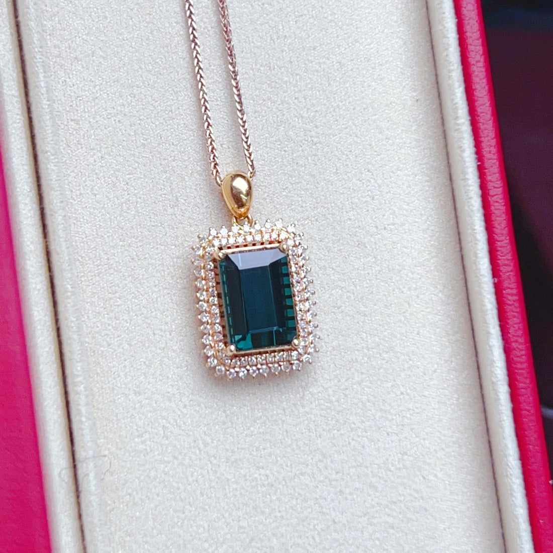 14k Gold 3.63 Ctw Natural Tourmaline & Diamond Pendant( Without Chain ) - 6