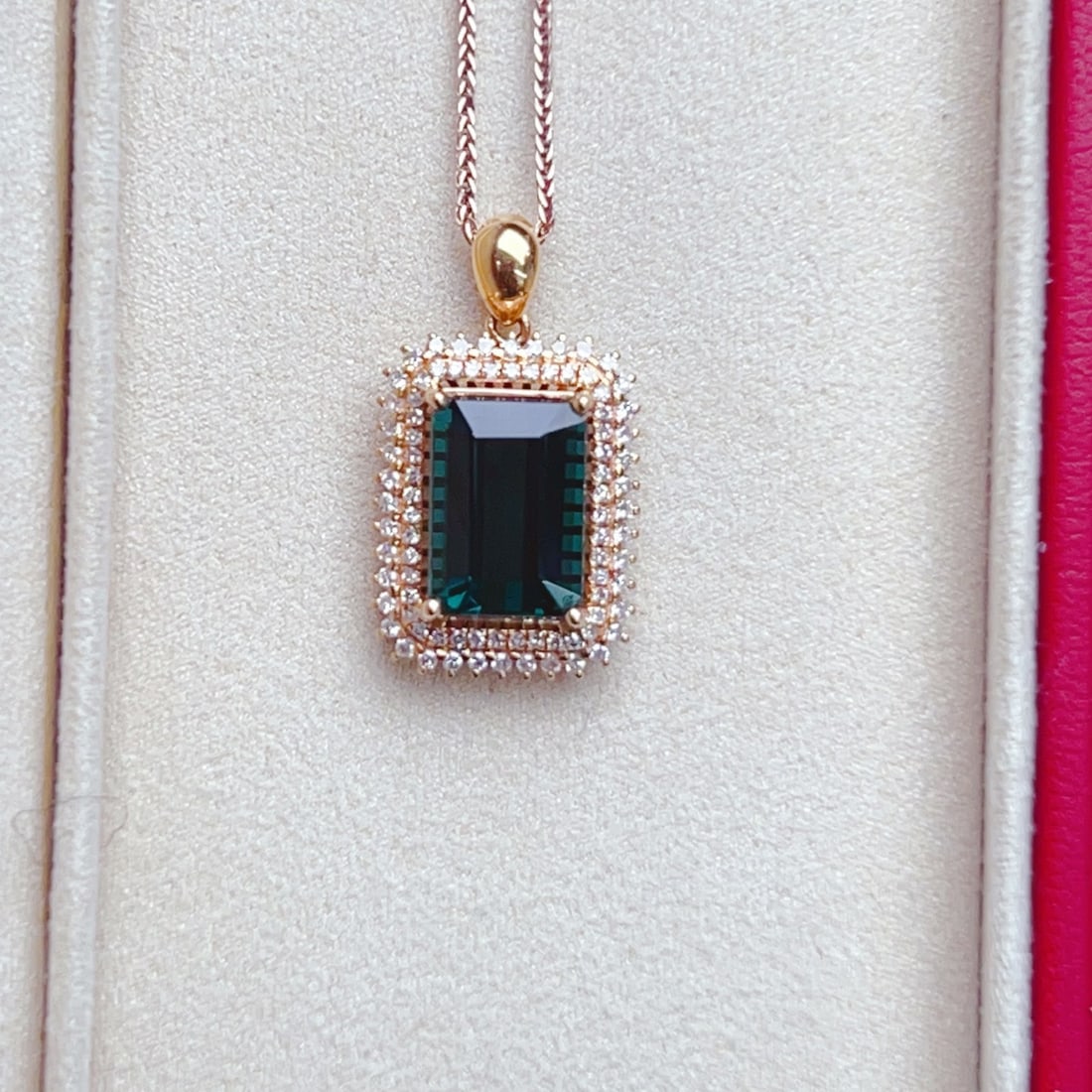 14k Gold 3.63 Ctw Natural Tourmaline & Diamond Pendant( Without Chain ) - 7