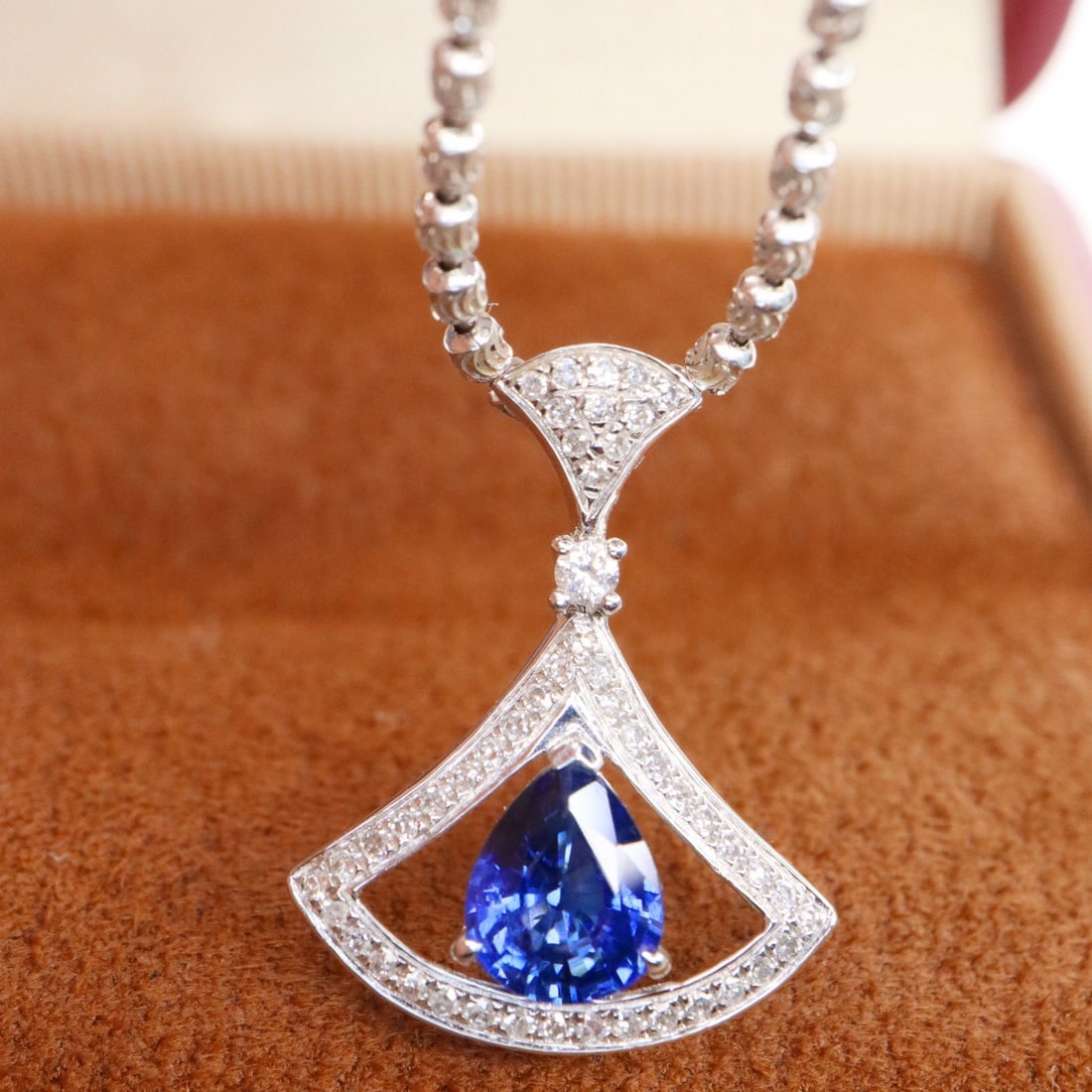 14k Gold 1.09 Ctw Natural Sapphire & Diamond Pendant( Without Chain ) - 2