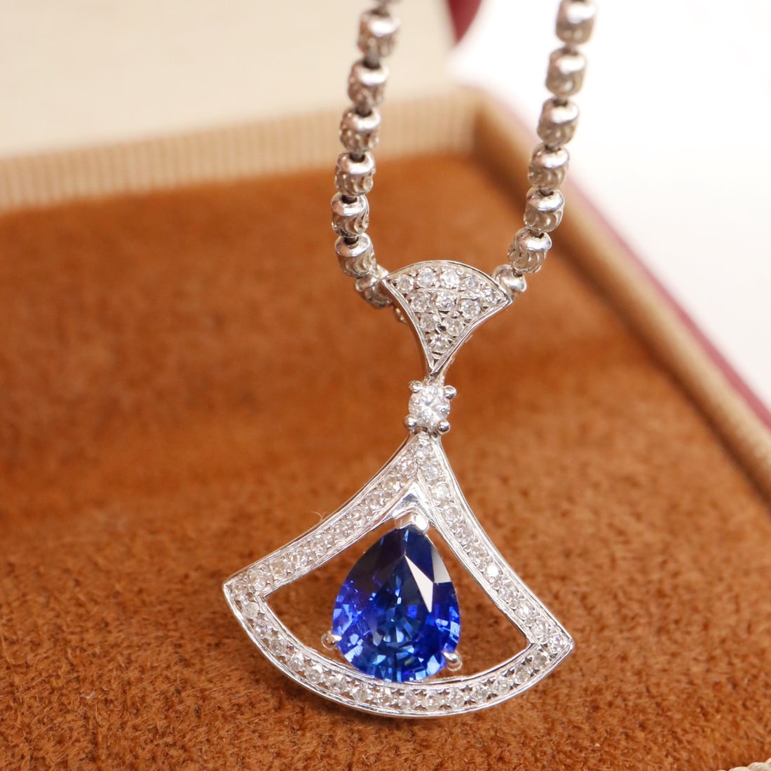 14k Gold 1.09 Ctw Natural Sapphire & Diamond Pendant( Without Chain ) - 3