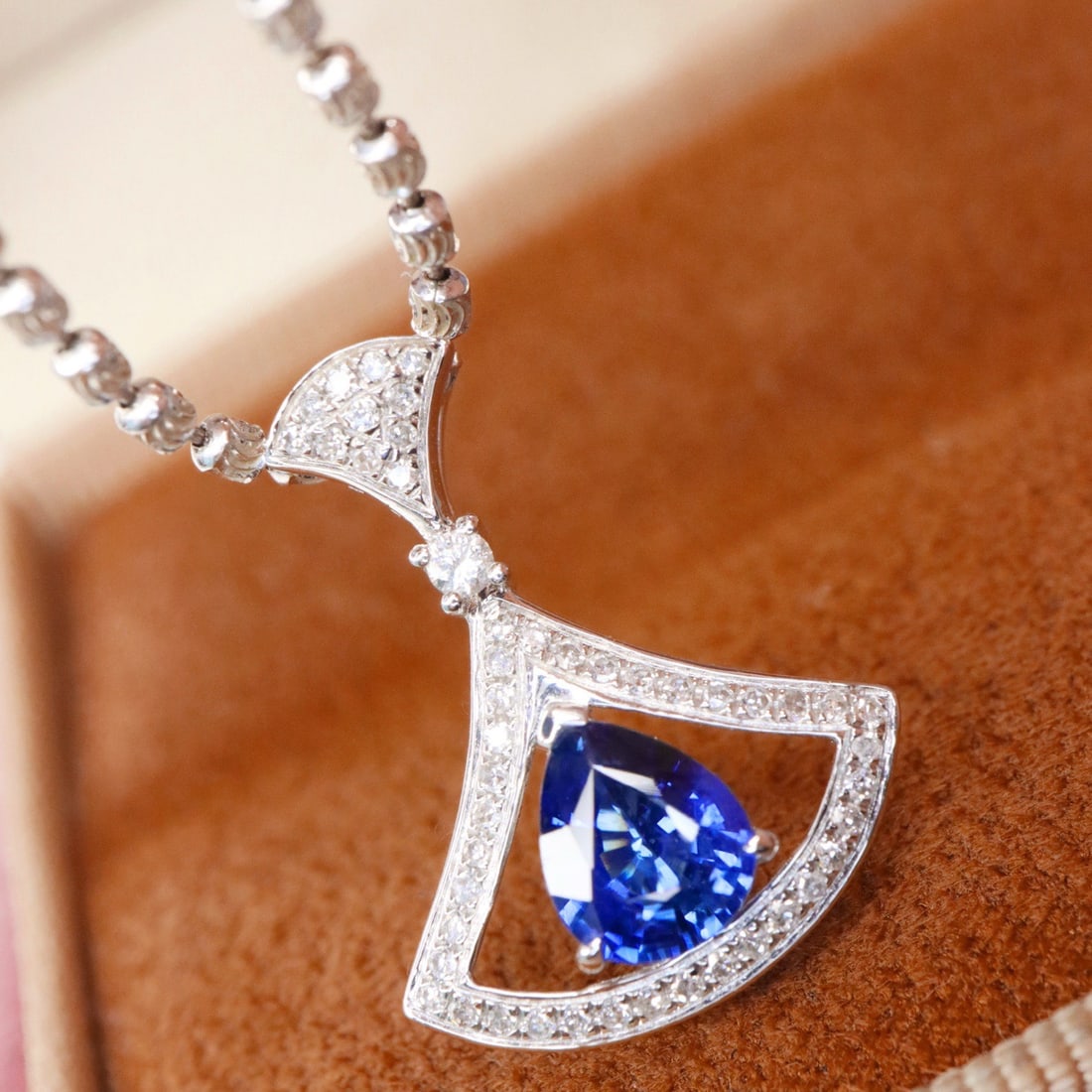 14k Gold 1.09 Ctw Natural Sapphire & Diamond Pendant( Without Chain ) - 4