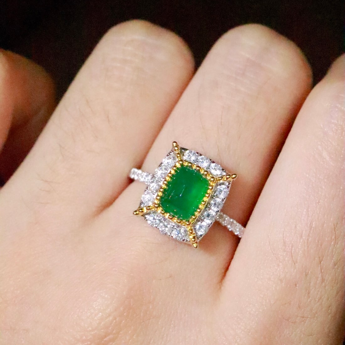 14k Gold 1.14 Ctw Natural Emerald & Diamond Ring - 5